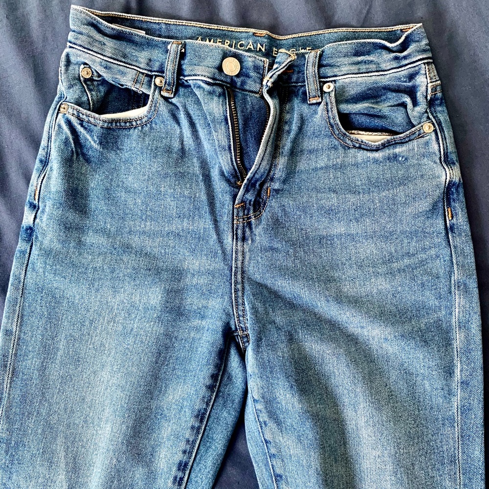 AE Distressed Mom Jeans